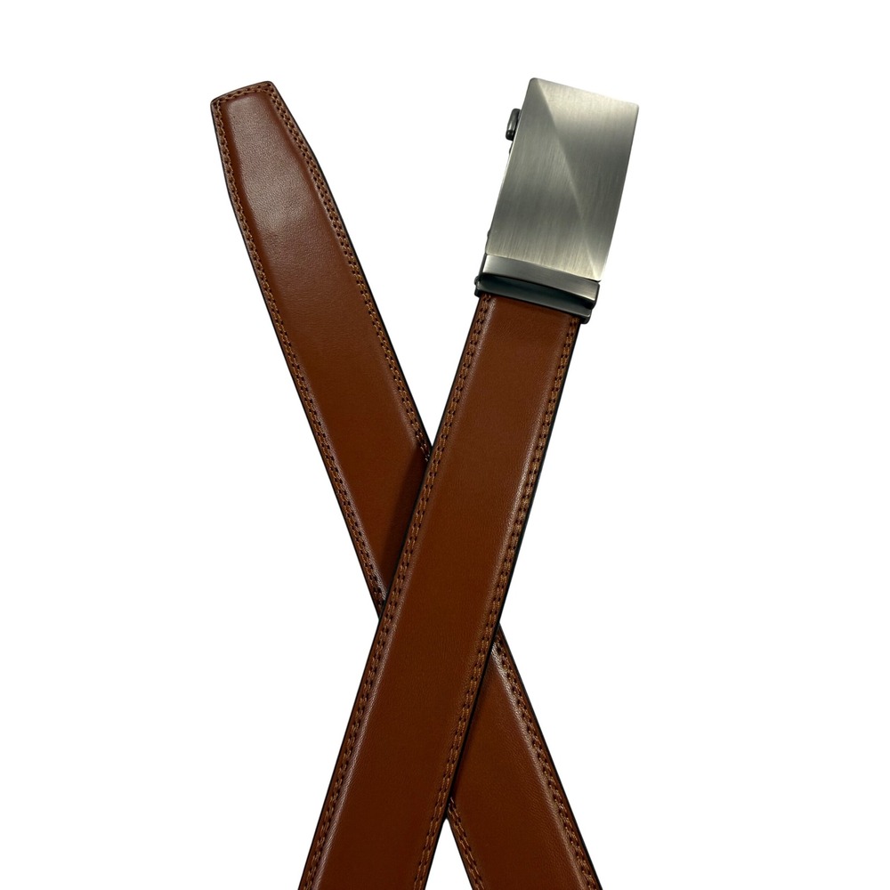 CHAOREN Ratchet Belt Mens OS Brown Excellent Leather Slide Buckle Adjustable